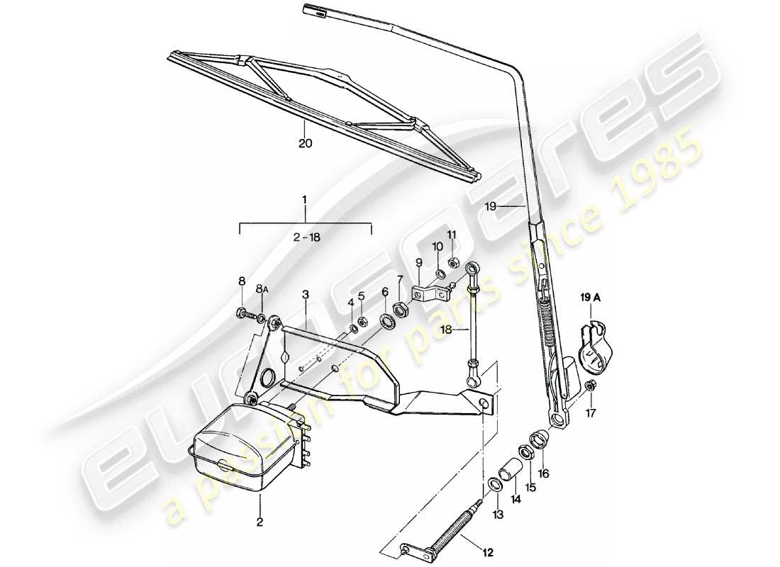 porsche 911 (1978) rear window wiper part diagram