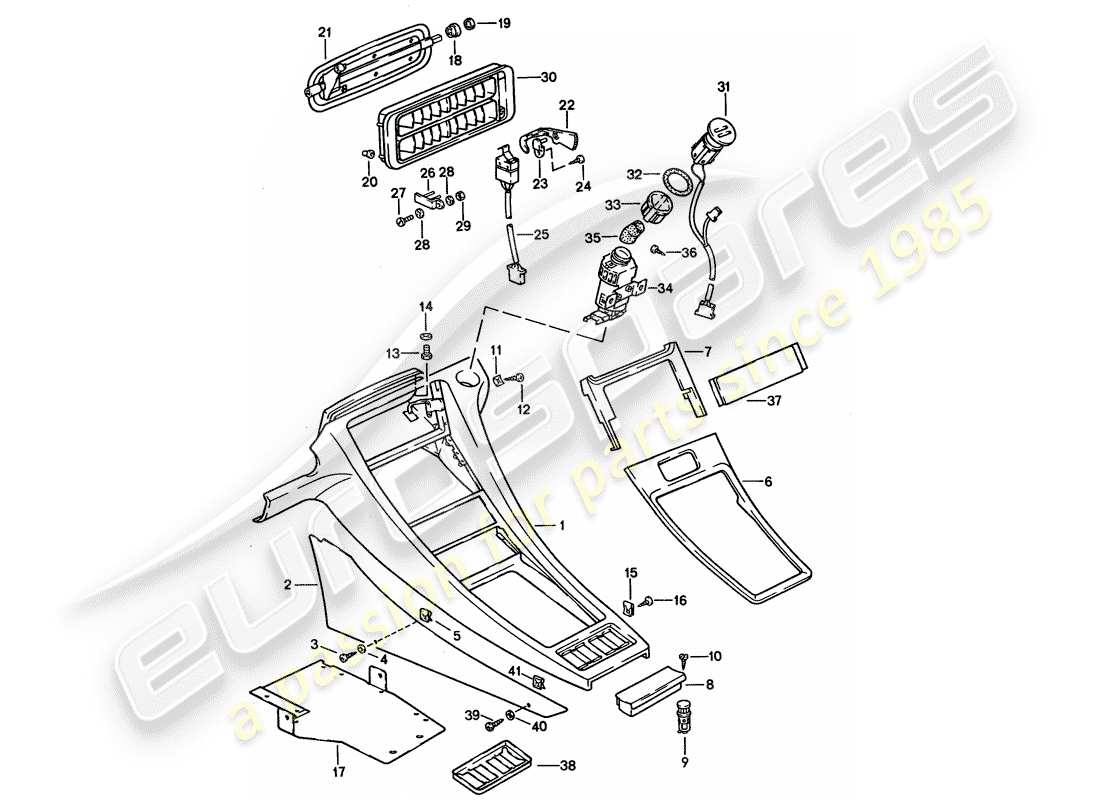 porsche 928 (1992) center console part diagram