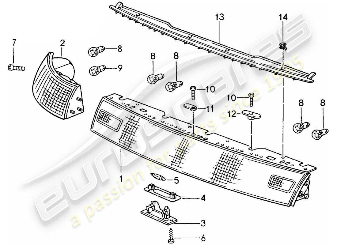 porsche 993 (1998) combined lights part diagram