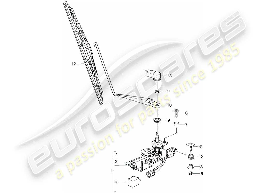 porsche 996 (1998) rear window wiper part diagram