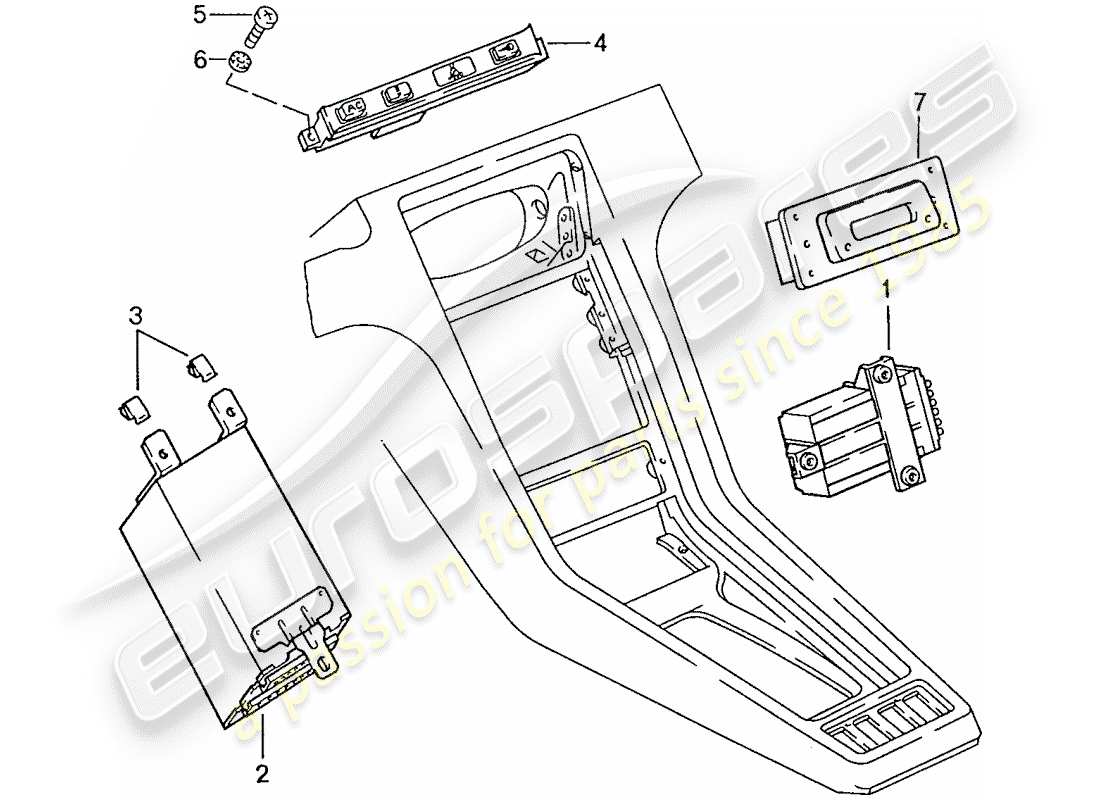 porsche 928 (1987) central indicator part diagram