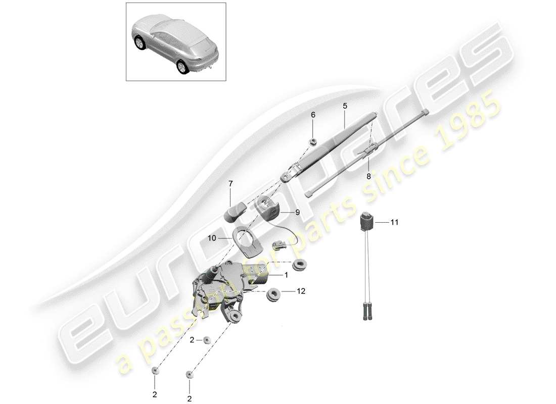 porsche macan (2016) rear window wiper part diagram