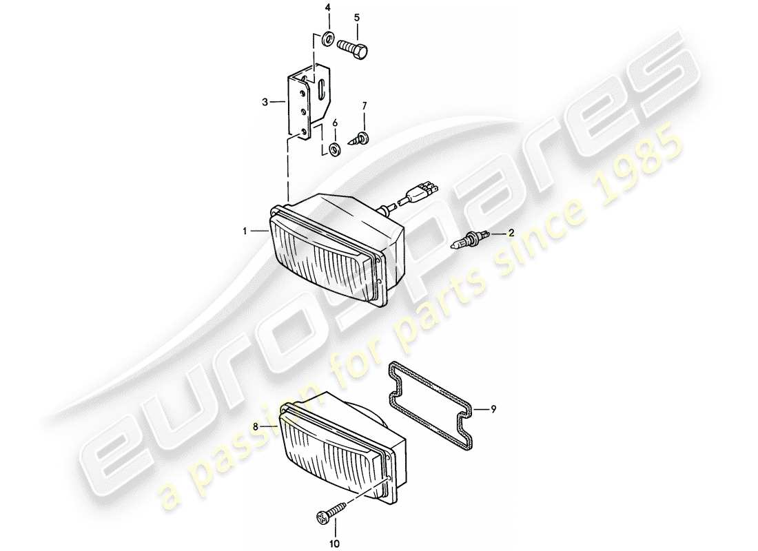 porsche 944 (1988) fog lights part diagram