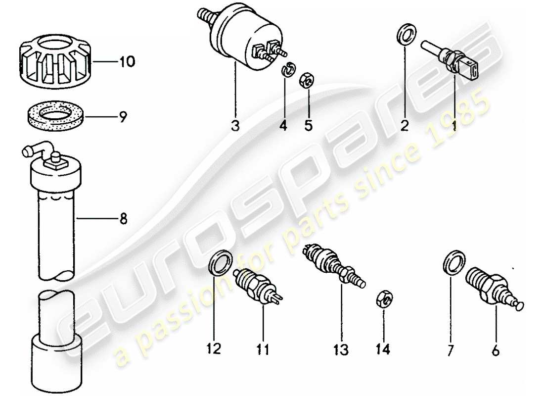 porsche 944 (1988) switch - and - sensor part diagram