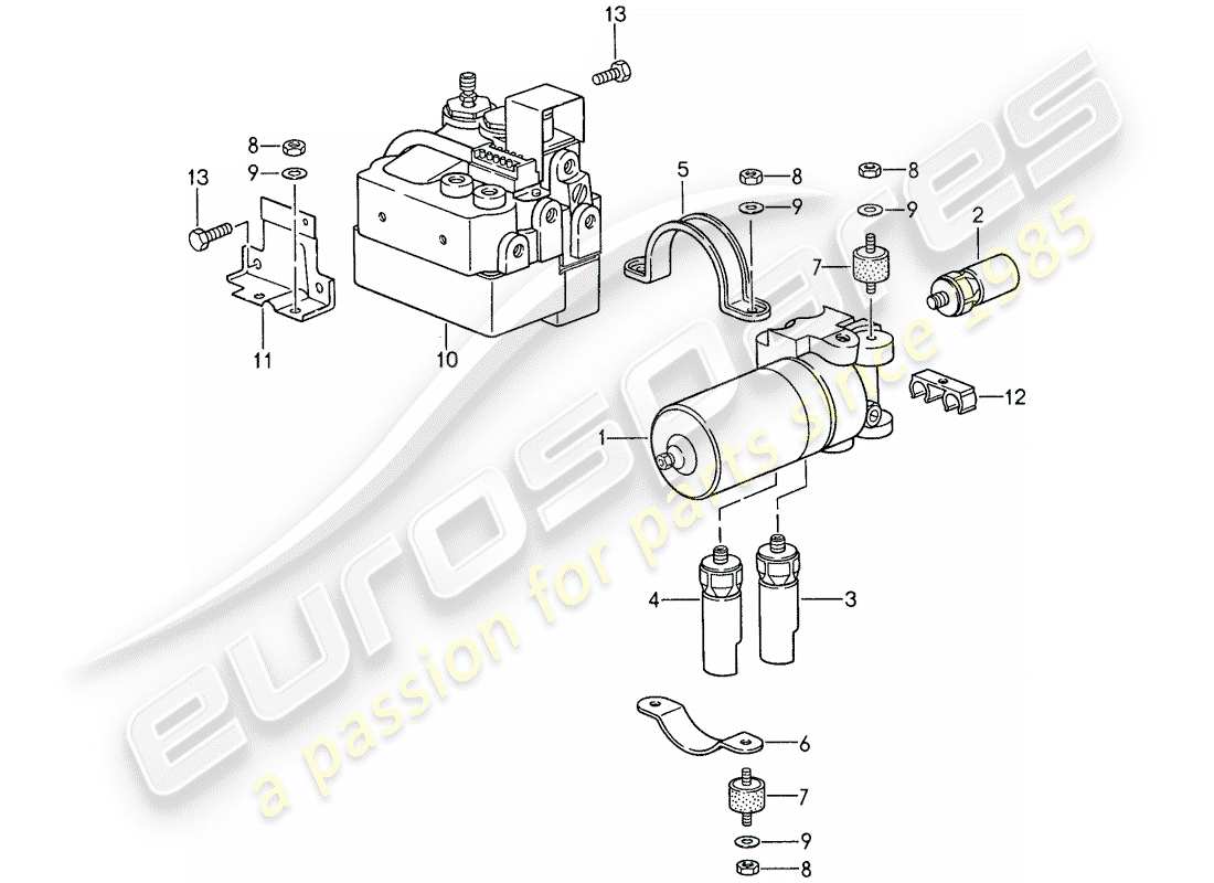 porsche 959 (1988) hydraulic unit - speed sensor part diagram