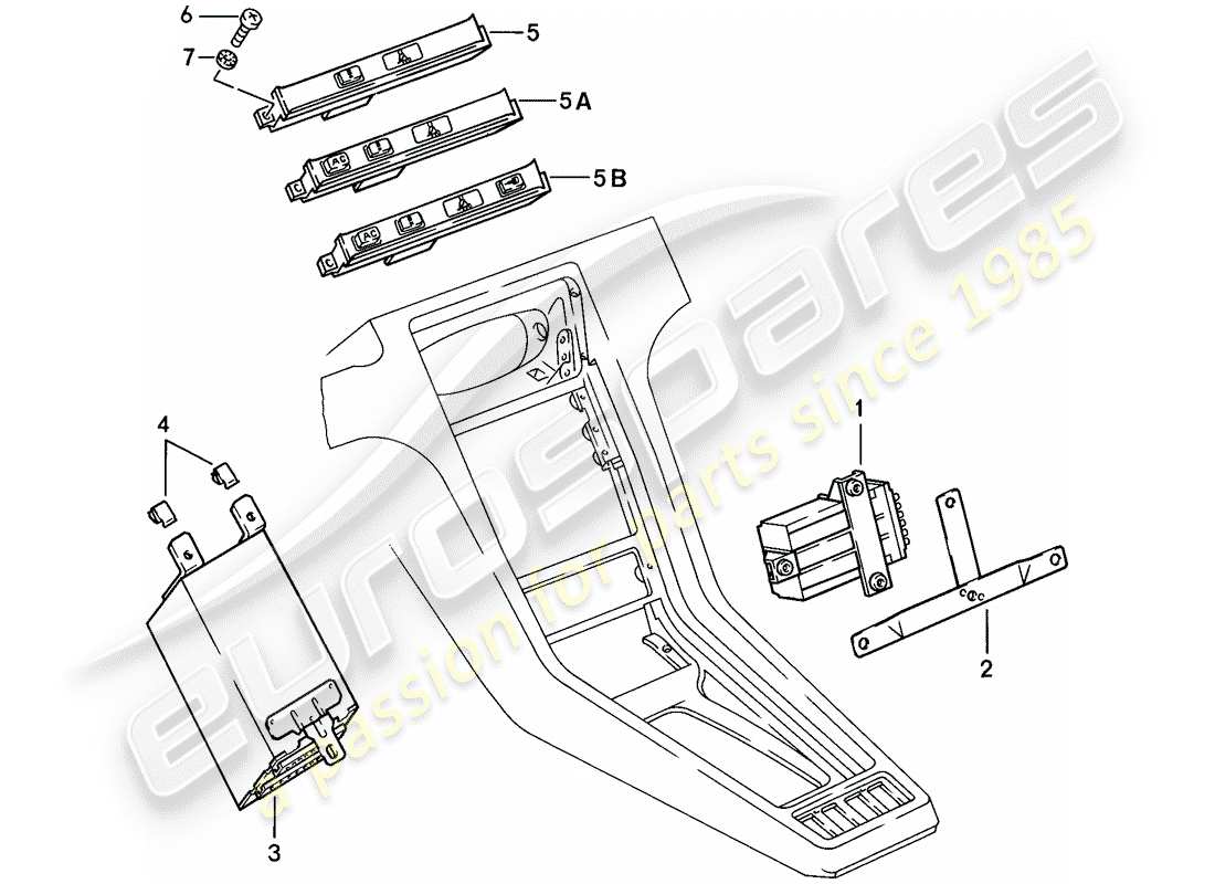 porsche 928 (1984) central indicator part diagram