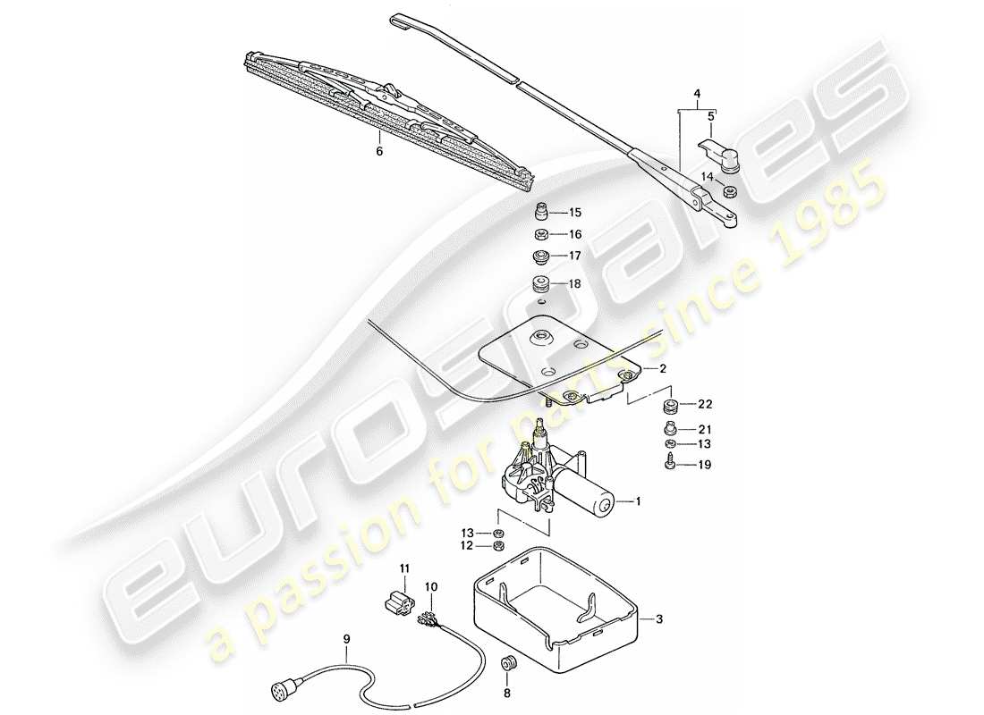 porsche 944 (1990) rear window wiper part diagram