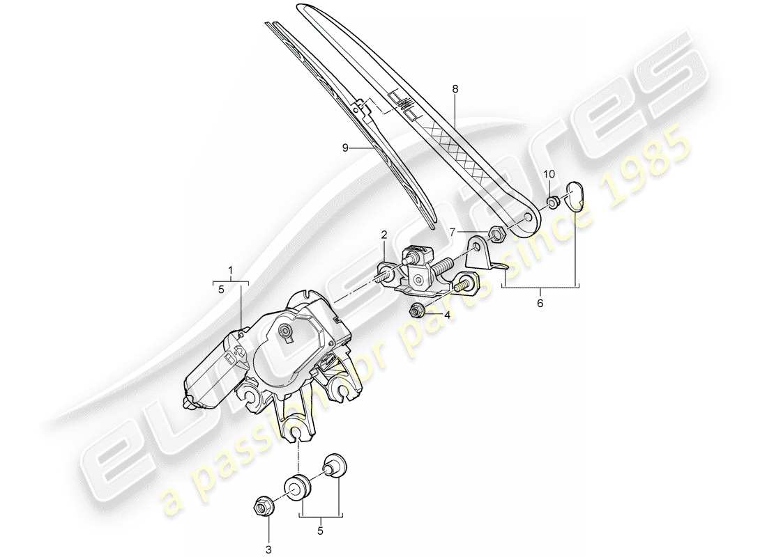 porsche cayenne (2005) rear window wiper part diagram