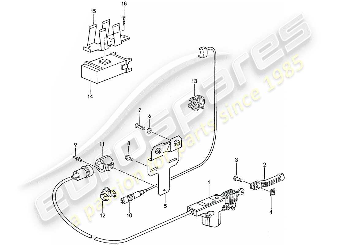 porsche 944 (1989) central locking system part diagram