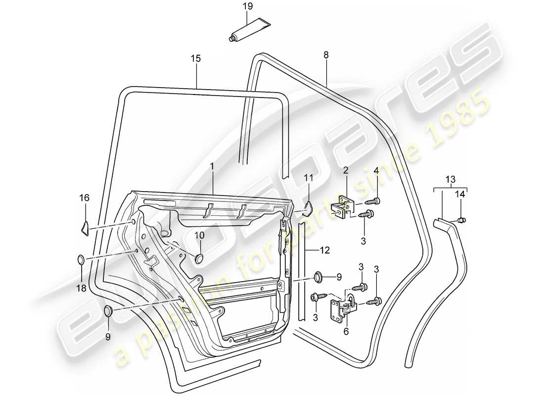 porsche cayenne (2005) door shell part diagram