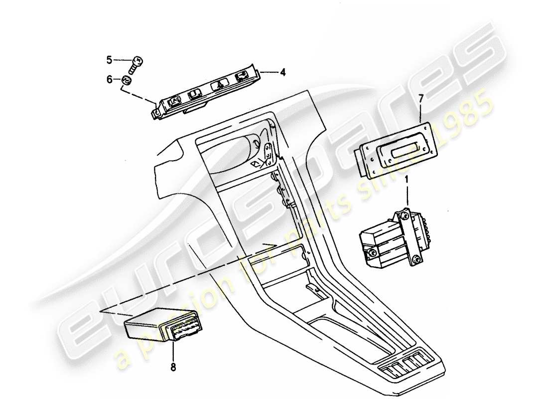 porsche 928 (1992) central indicator - alarm control unit part diagram