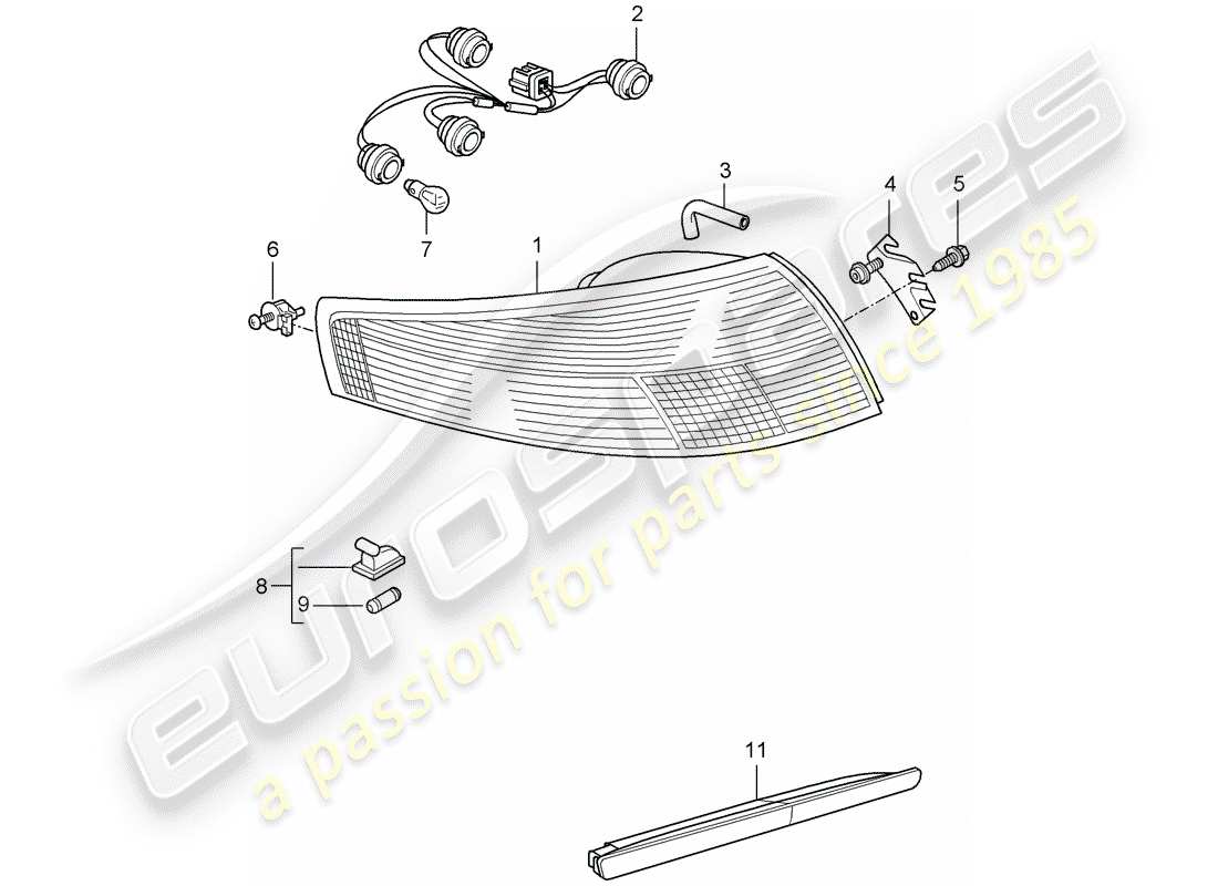 porsche 997 t/gt2 (2008) rear light part diagram