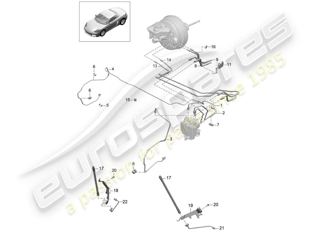 porsche 718 boxster (2019) brake line part diagram