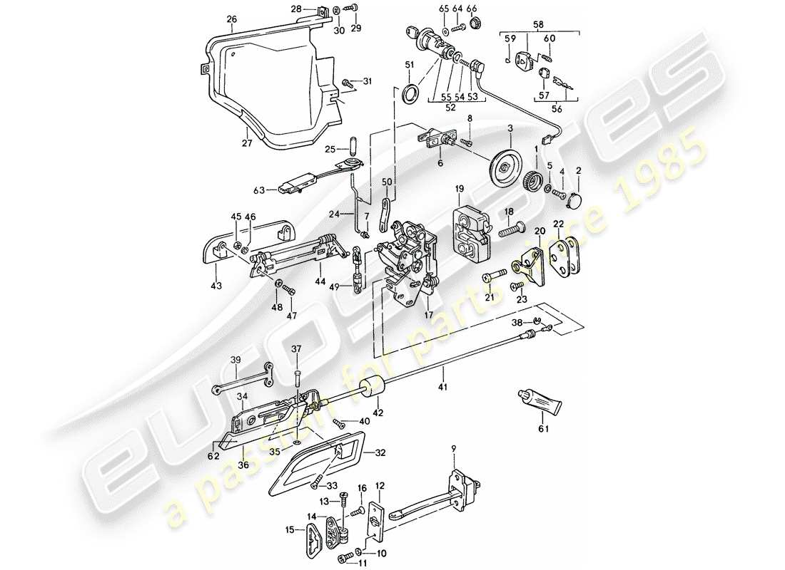 porsche 928 (1994) installation parts - for - door part diagram