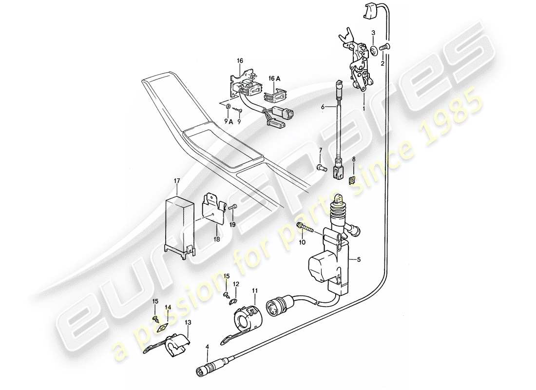 porsche 959 (1988) central locking system part diagram