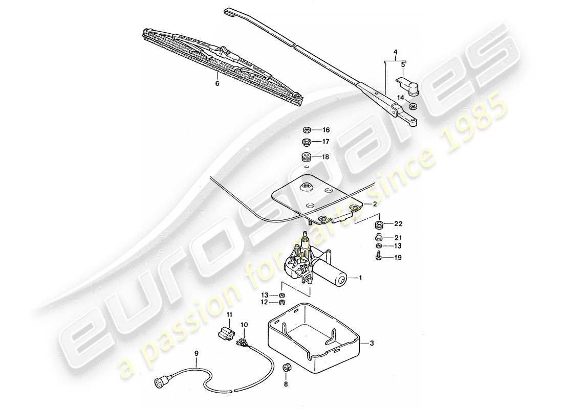 porsche 968 (1995) rear window wiper part diagram