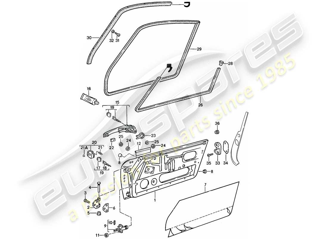 porsche 911 (1987) accessories - doors part diagram