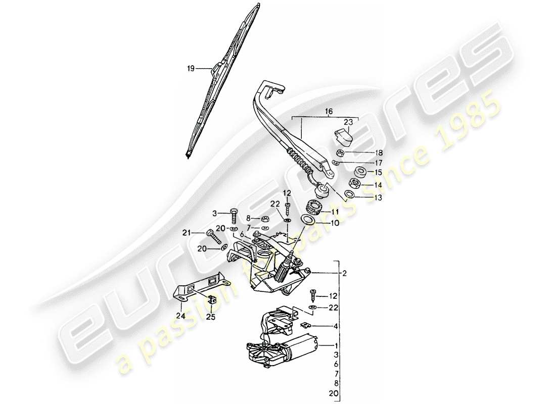 porsche 964 (1994) rear window wiper part diagram