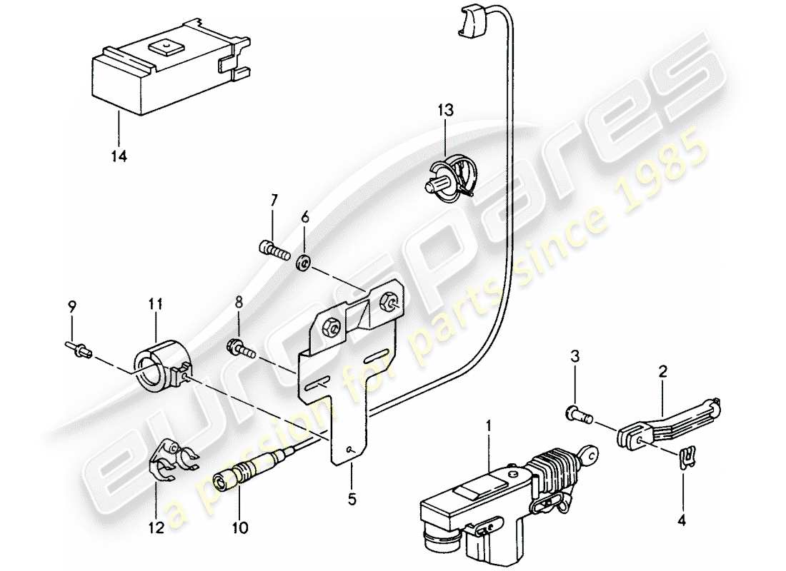 porsche 968 (1992) central locking system part diagram