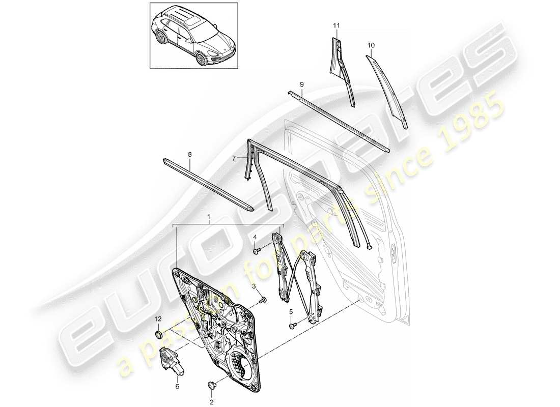 porsche cayenne e2 (2017) window regulator part diagram