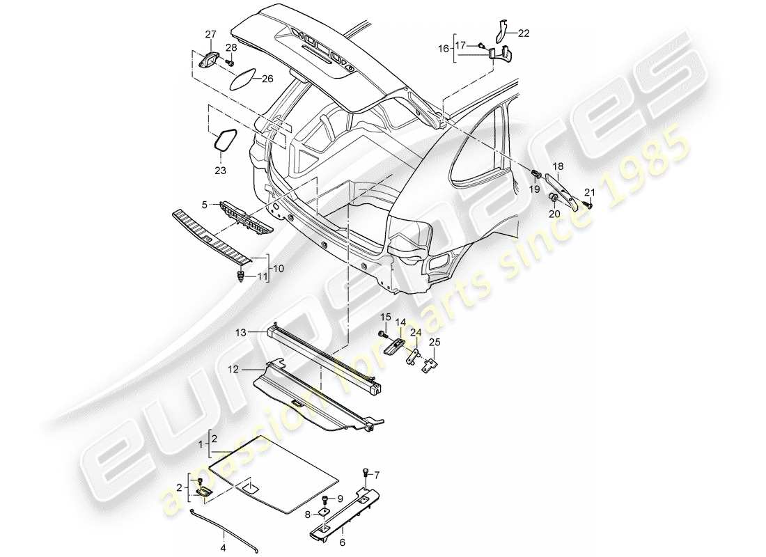 porsche cayenne (2005) trims part diagram