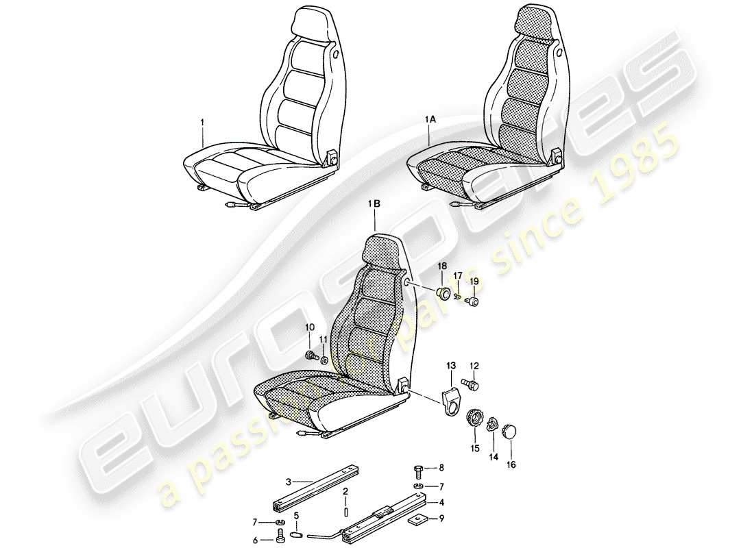 porsche 928 (1986) front seat - d >> - mj 1984 part diagram