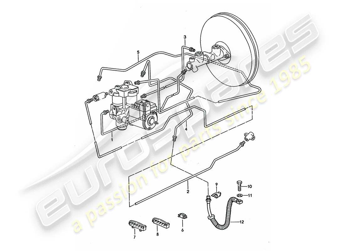 porsche 928 (1994) brake lines part diagram