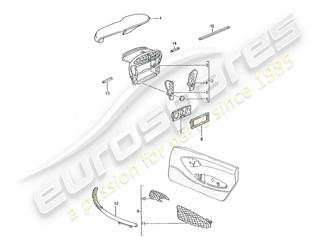 porsche tequipment catalogue (1990) instrument box part diagram