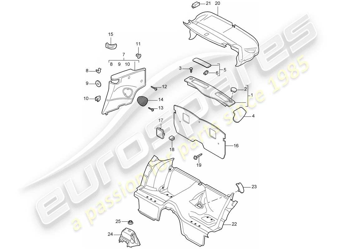 porsche 997 t/gt2 (2008) trims part diagram