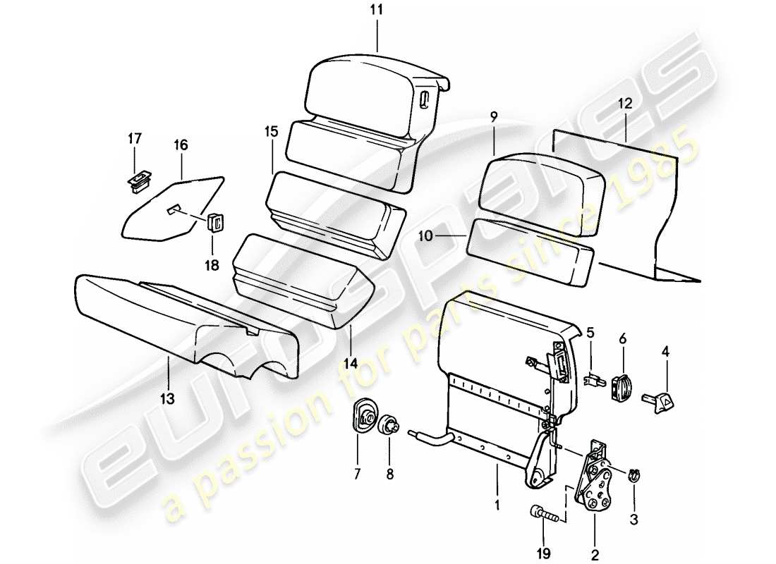 porsche 928 (1983) emergency seat part diagram