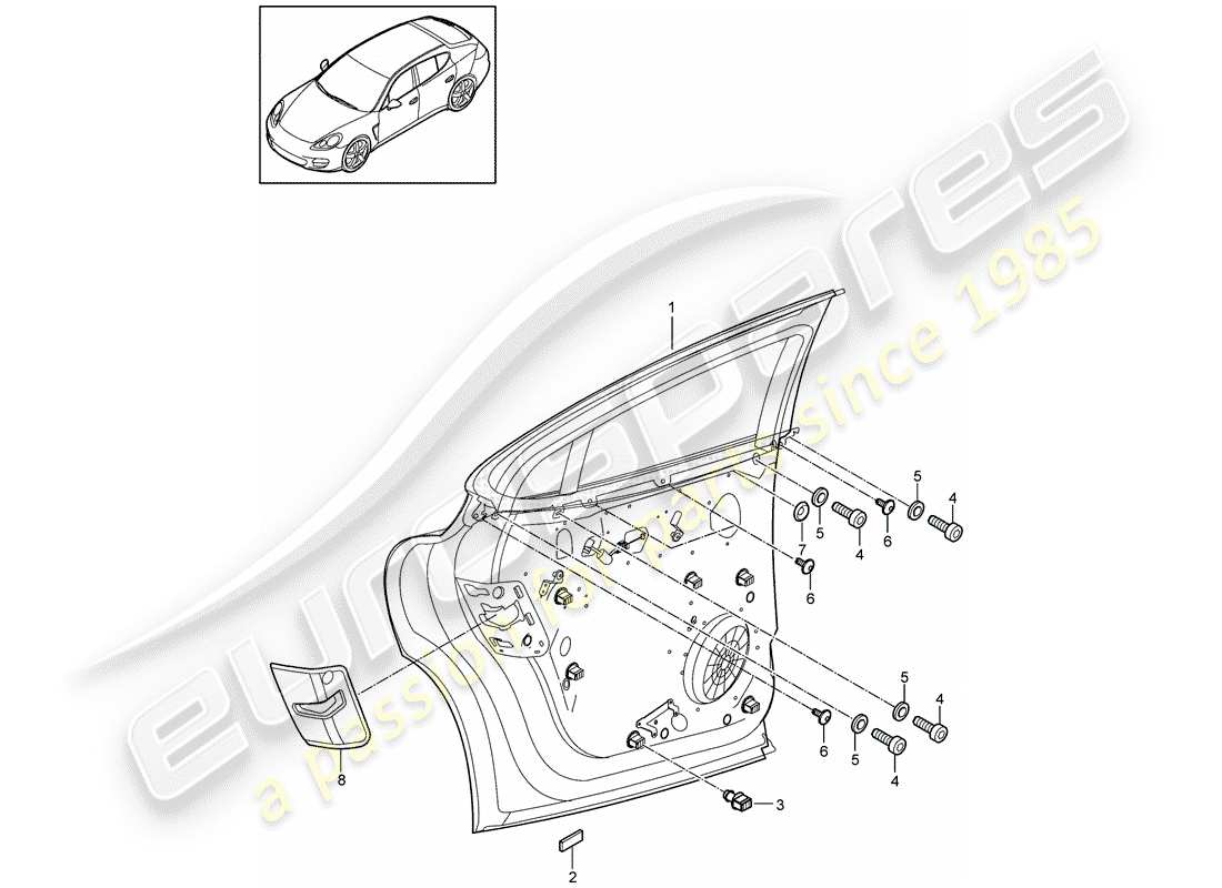 porsche panamera 970 (2010) window regulator part diagram