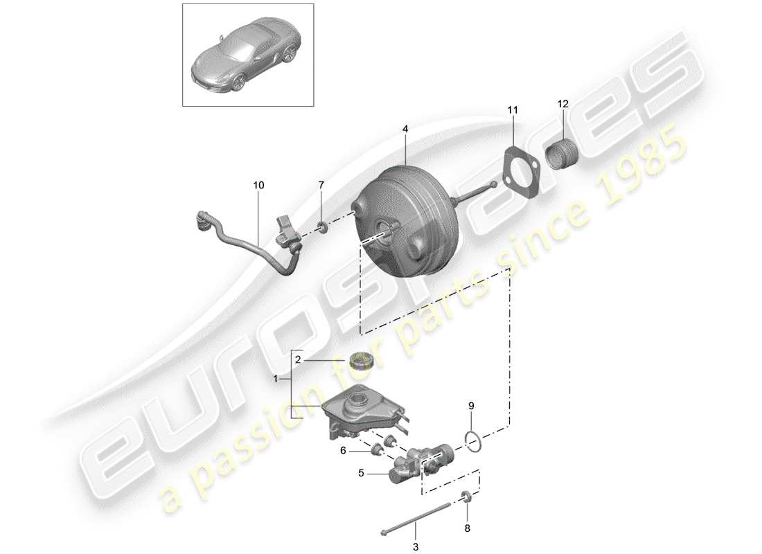 porsche boxster 981 (2012) brake master cylinder parts diagram