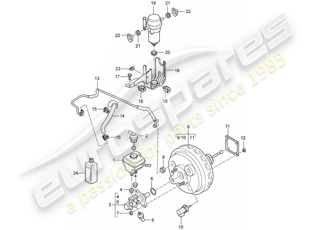 porsche cayenne (2005) brake master cylinder part diagram