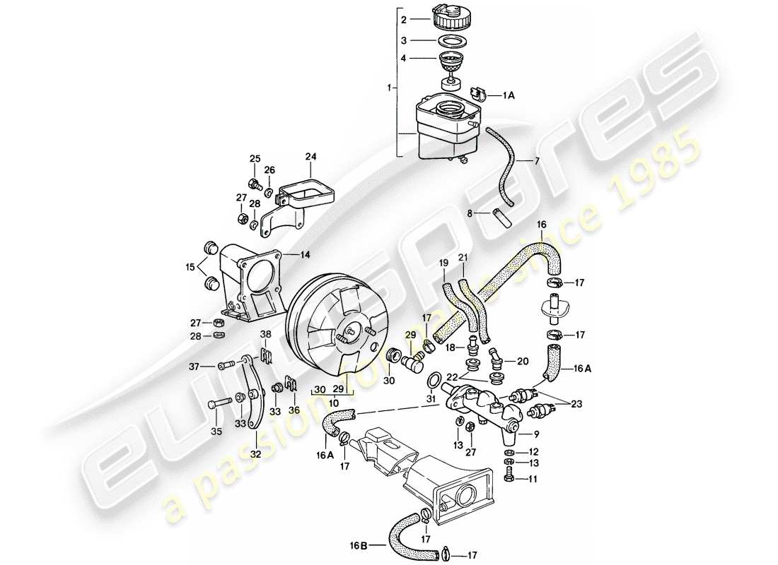 porsche 911 (1984) reservoir for - brake fluid - brake master cylinder part diagram