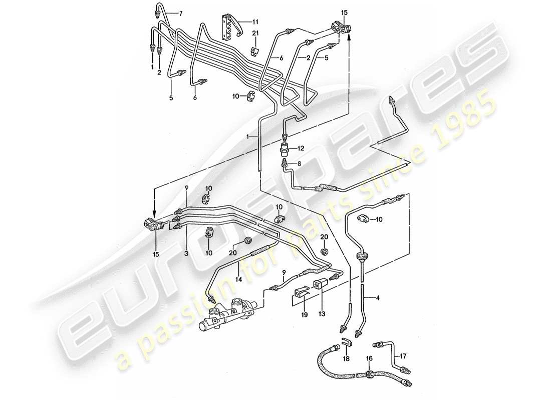 porsche 968 (1992) brake lines part diagram