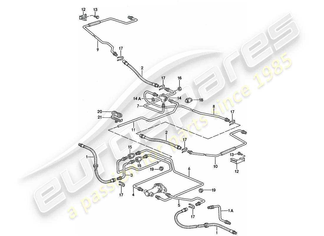 porsche 944 (1991) brake lines part diagram