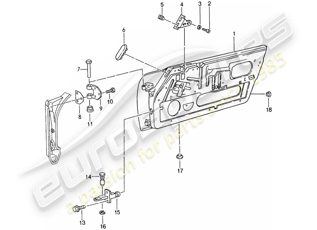 porsche 993 (1994) door shell part diagram