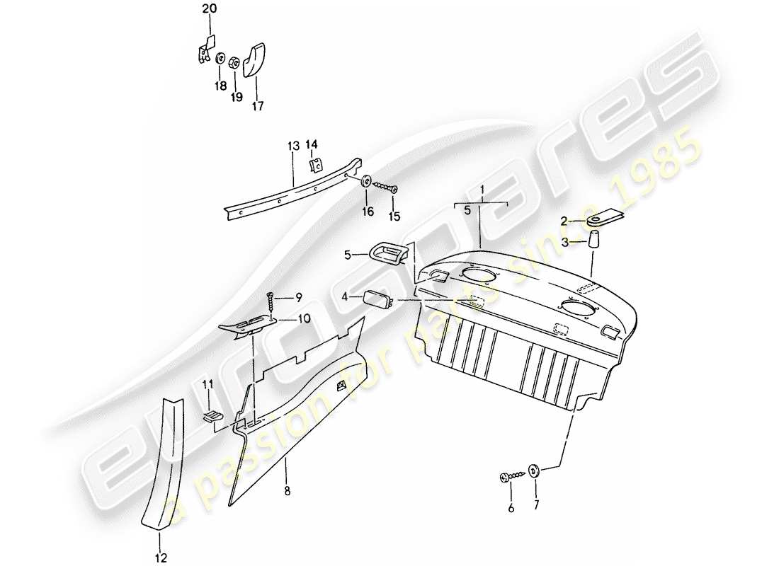 porsche 993 (1998) interior equipment part diagram