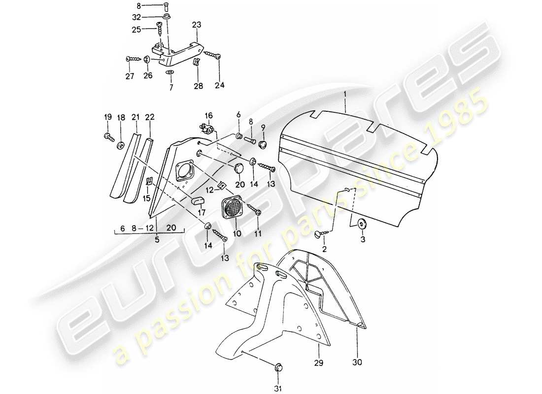 porsche 993 (1998) interior equipment part diagram