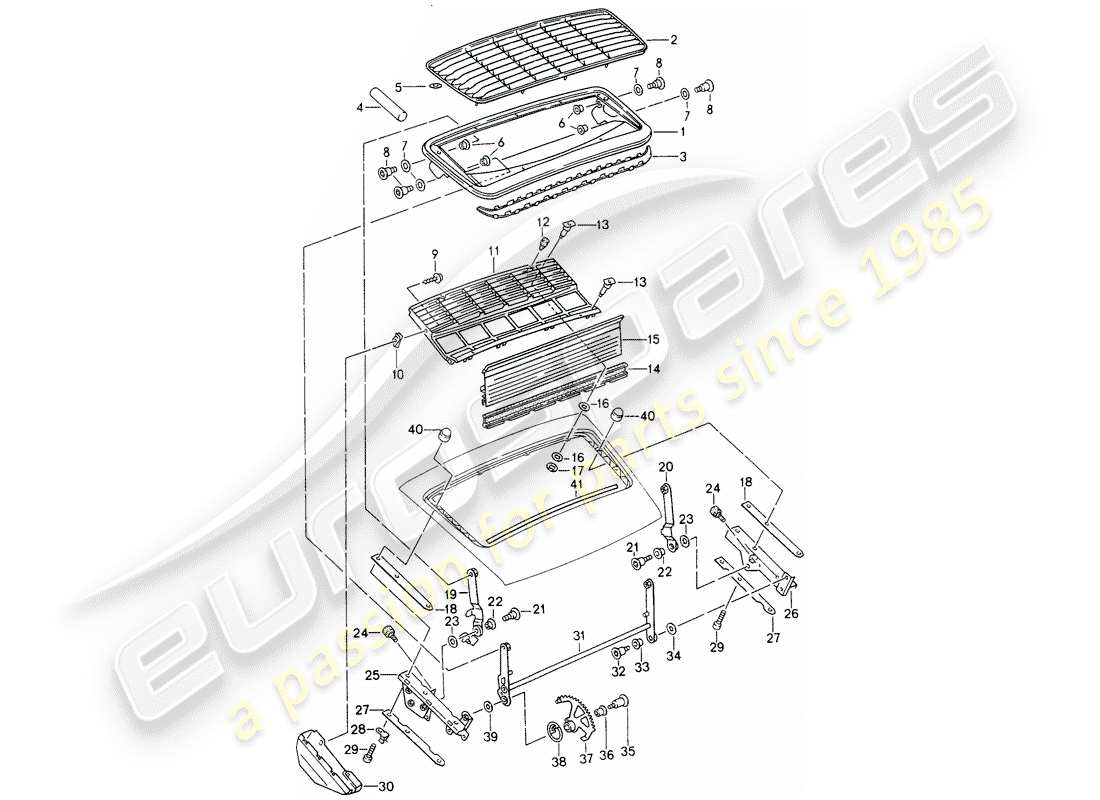 porsche 993 (1998) rear spoiler part diagram