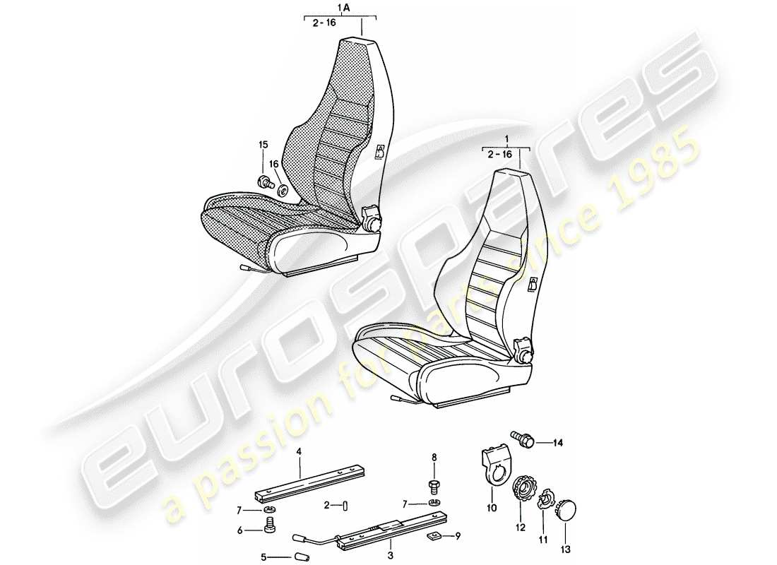 porsche 928 (1979) sports seat - complete - d - mj 1980>> part diagram