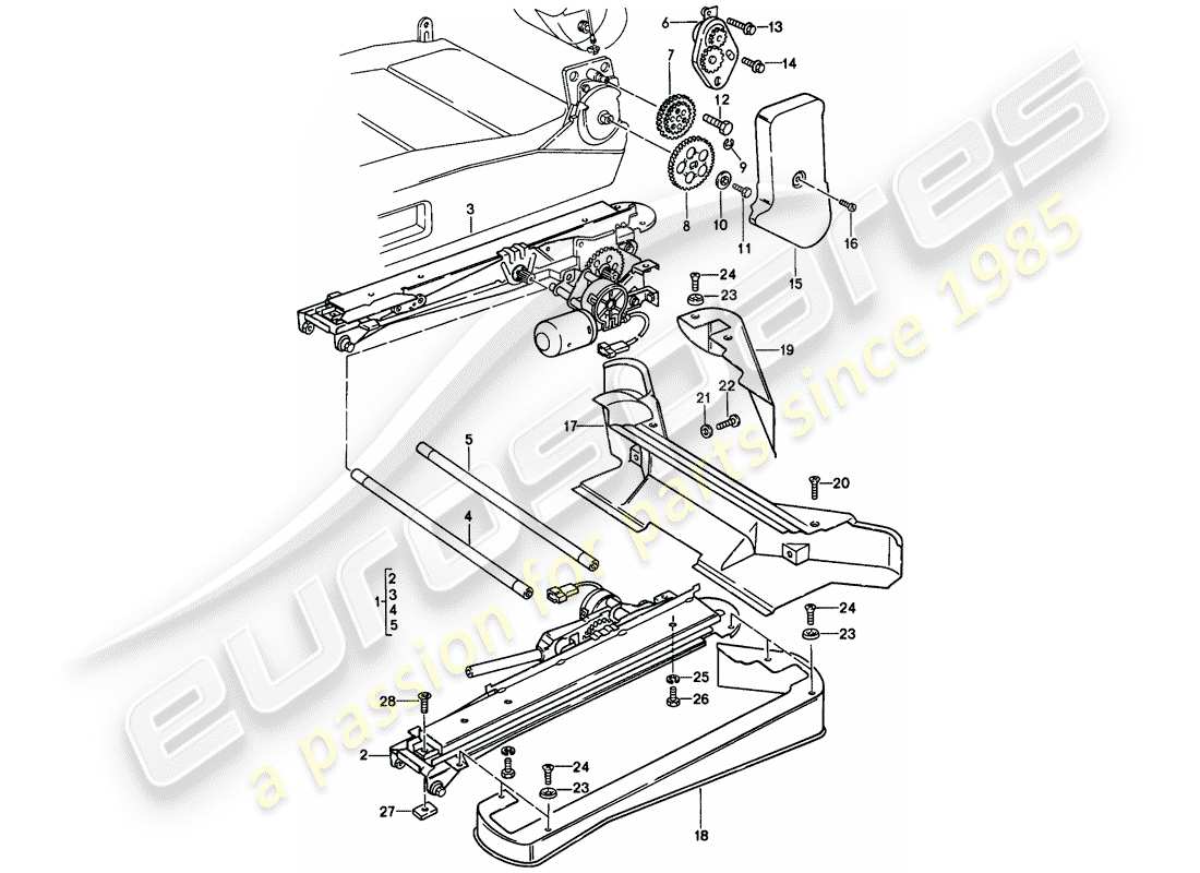 porsche 928 (1981) seat adjuster - comfort seat - single parts part diagram