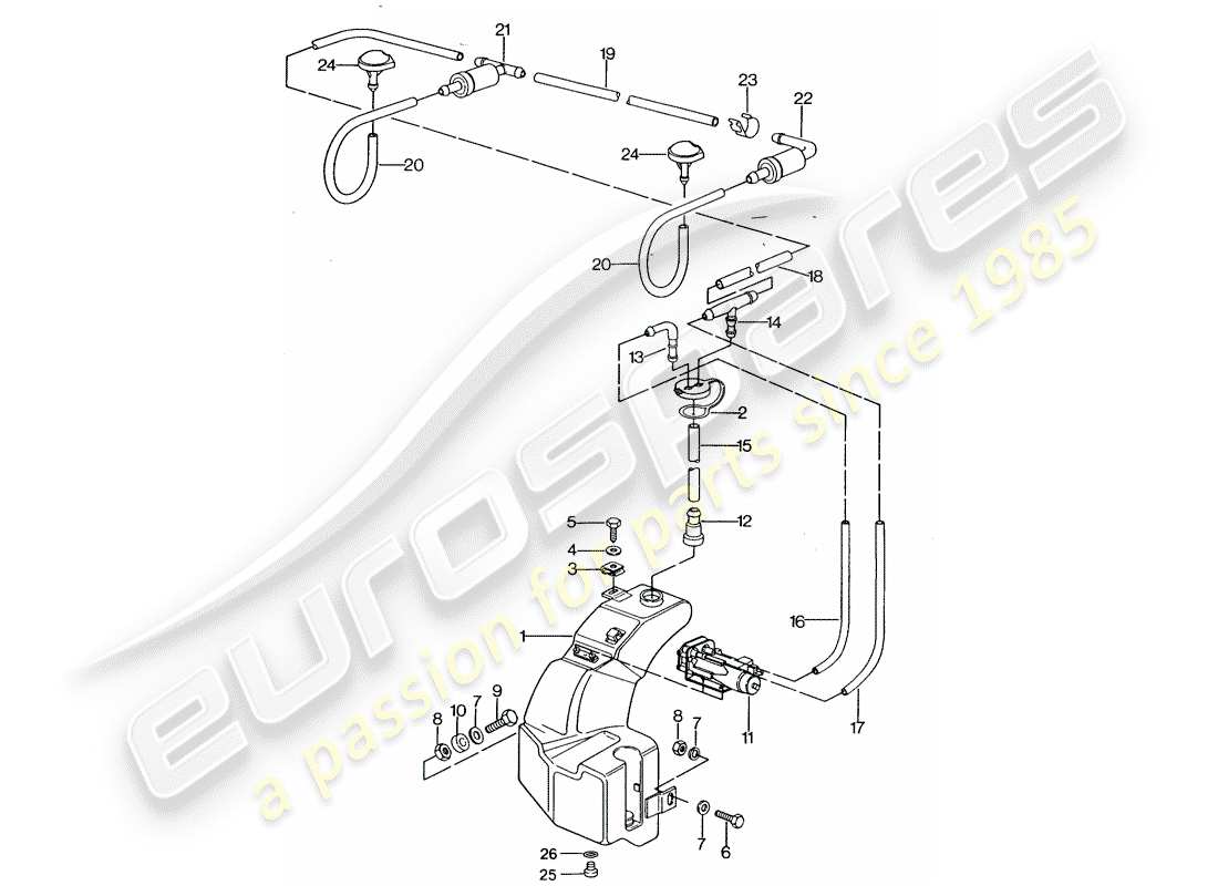 porsche 924s (1988) windshield washer unit part diagram