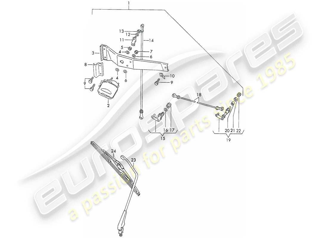 porsche 911 (1972) rear window wiper part diagram