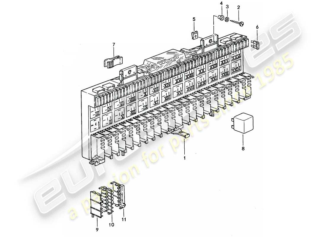 porsche 928 (1987) fuse box/relay plate - relay - fuse part diagram