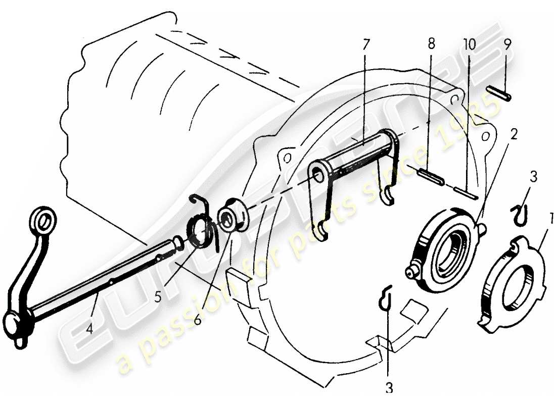 porsche 356/356a (1951) clutch release - for - tunnel - transmission - g 11 001 >> 25 000 - - m 90 501 >> 91 000 part diagram