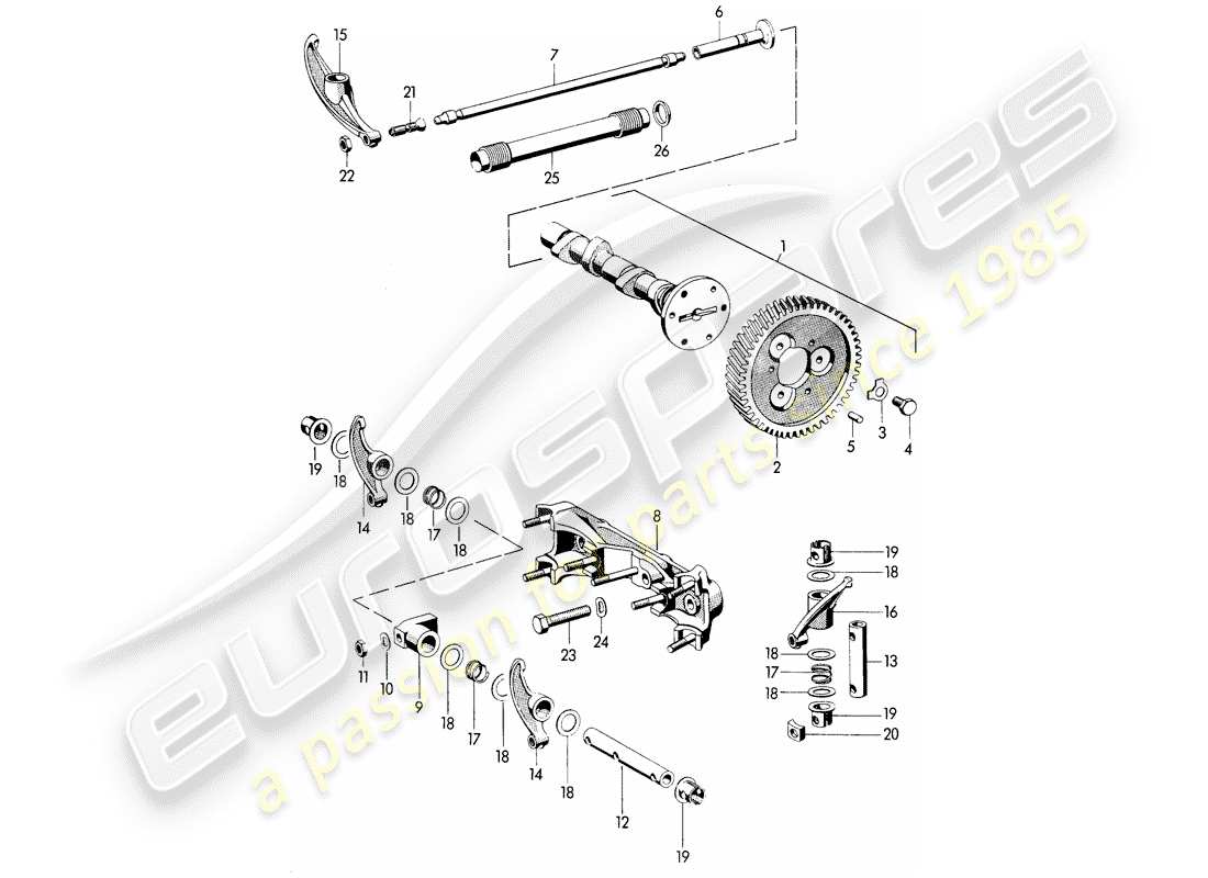 porsche 356b/356c (1962) camshaft part diagram