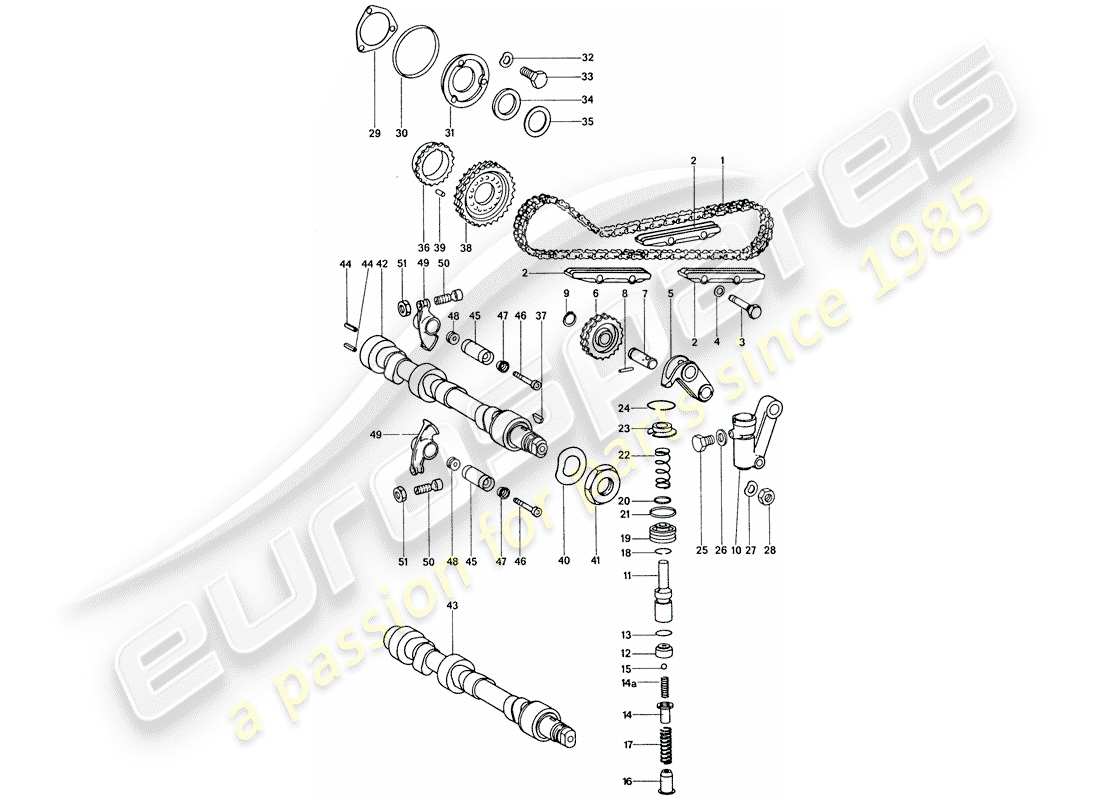 porsche 911 (1977) valve control - repair set for maintenance - tensioner - chain - see illustration: part diagram