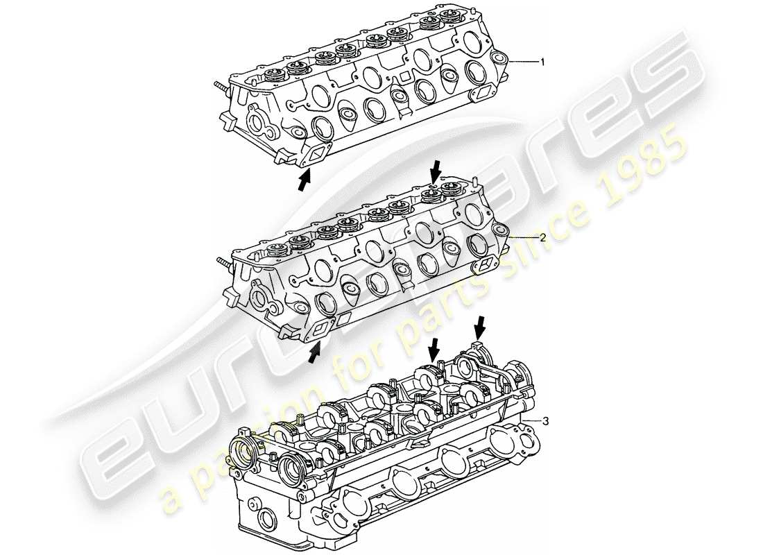 porsche replacement catalogue (1984) cylinder head part diagram