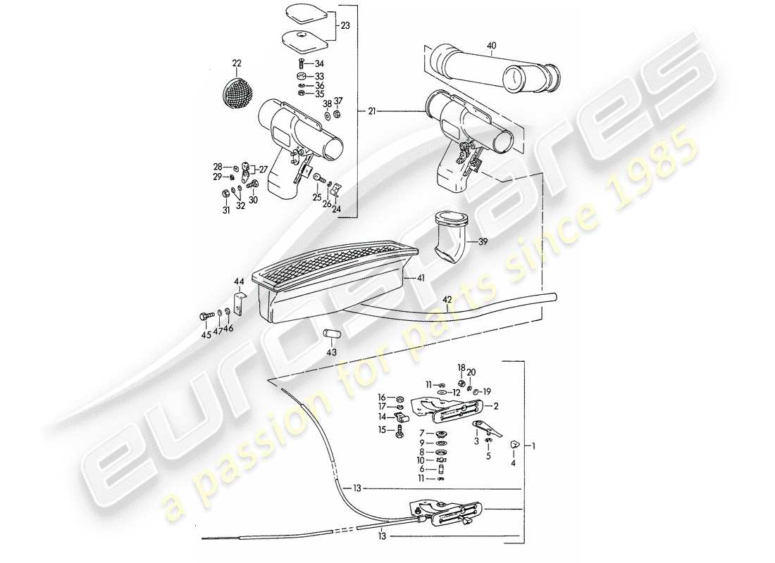 porsche 356b/356c (1965) ventilation part diagram